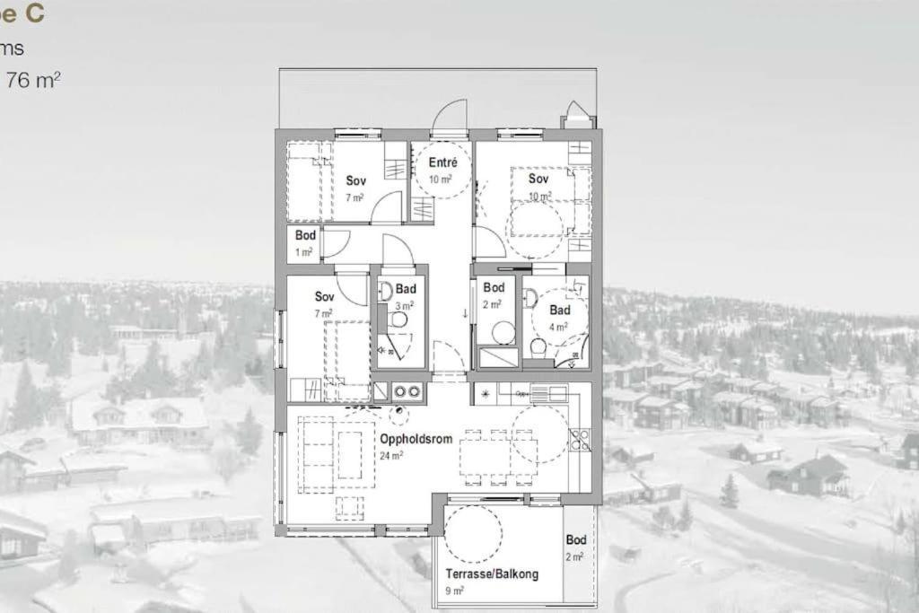 Leilighet Med Panoramautsikt Sjusjoen Innendors Parkering 外观 照片